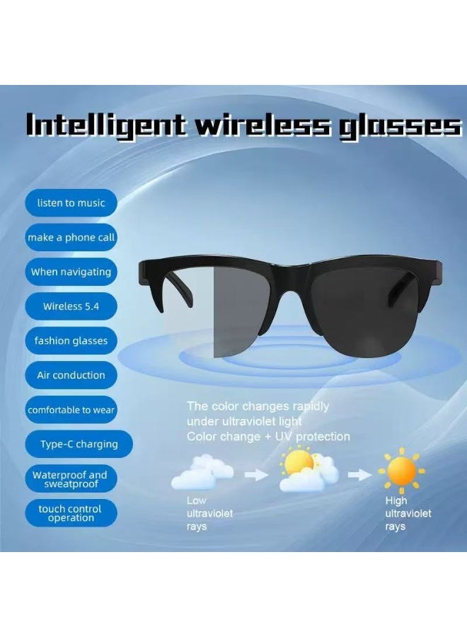 Smart Audio Bluetooth Glasses, Photochromic Auto Color Changing, Hands-Free Call & Music, Suitable for Sports Cycling, Anti-UV Outdoor Eyewear - Image 1